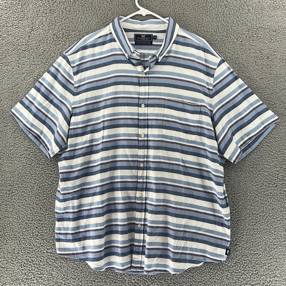 Vineyard Vines Murray Short Sleeve Shirt Linen Blend Button Down Mens XXL‎